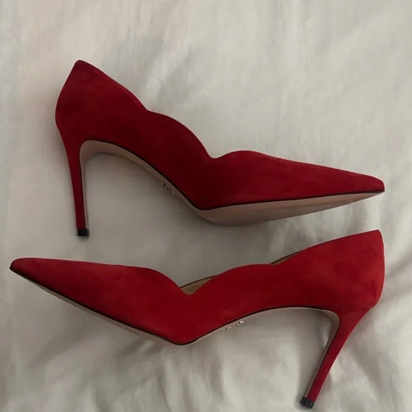 Prada Scarlet Suede Heels - Picture 3 of 7